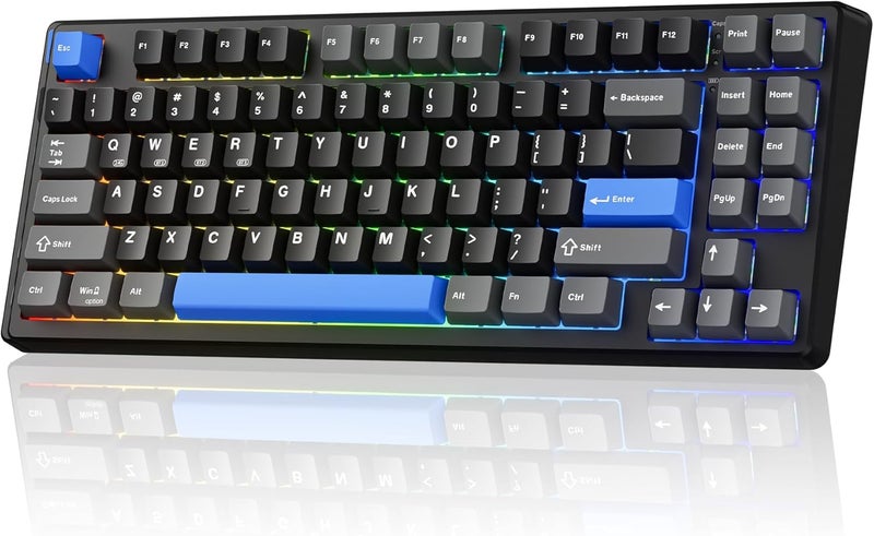 Kisnt Wireless Mechanical Keyboard,Gasket Mounted with Creamy Sound,Bluetooth/2.4GHz/USB-C,Custom Hot Swappable,RGB Backlit,75% Compact Layout for Gaming/Typing/Win/Mac/PC(Textured Black,Linear Switch) - Image 2